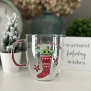 Star Wars Baby Yoda Galaxys Greetings Clear  Glass Mug